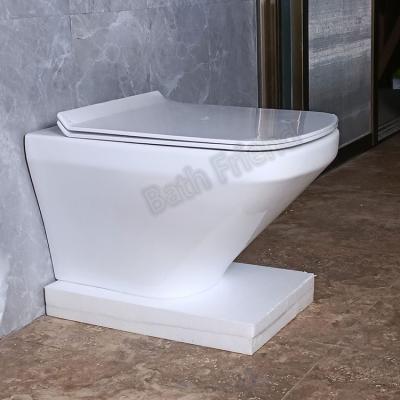 China Concealed Tank Sanitary ware factory rimless wall mount square toilet white ptrap 180mm roughing-in ceramic wall hung toilet wc for sale