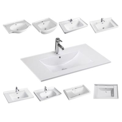 China Eco-Friendly Sanitary ware wholesale rectangular bowl sink table counter top thin edge ceramic hand wash cabinet basin for sale