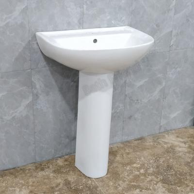 China Traditional Factory sell sanitary ware porcelain vanity pedestal basin bathroom round sinks with hand art designs wash basin for sale