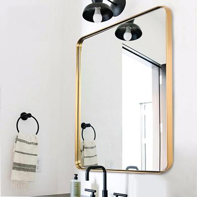 China 560x800mm Traditional Satin Mirror Rectangle Radish Corner Shape Square Brass Stainless Steel Framed Mirror for sale