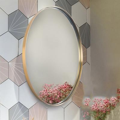 China 500x700mm Traditional Wholesale Satin Shape Mirror Gold Frame Brass Stainless Steel Framed Oval Mirror for sale