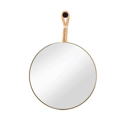 China Round Shape Traditional Stainless Steel Framed Mirror Brass Satin Brass Dia.600mm Ornate Mirror for sale