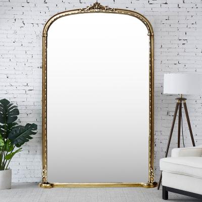 China Transitional Makeup Classic Standing Mirror Large Arch Shape Decorative 1040x1730mm PU Frame Wall Mirror for sale