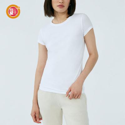 China Anti-Wrinkle 2022 Summer Womens Tee Comfortable White T-shirts Custom Logo Embroidered 100% Cotton T-shirt Dresses For Women for sale