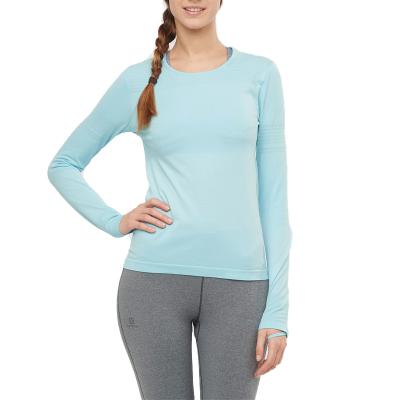 China Anti-Wrinkle OEM ODM Service Activewear Gym Yoga Long-sleeves Soft Seamless T-shirt For Women for sale