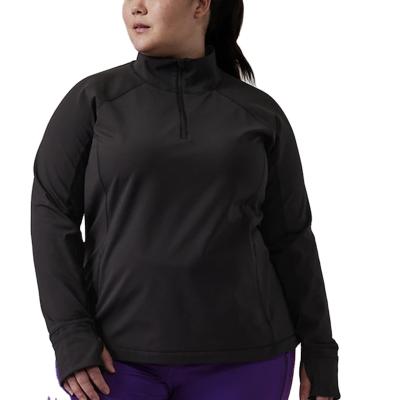 China Breathable Plus-Size Workout Clothes With Pocket Activewear Half-Zipper Jacket For Women for sale