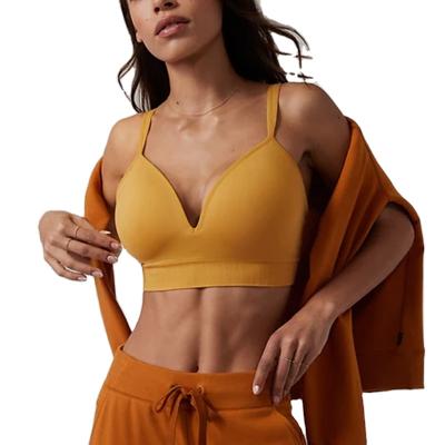 China High Quality Women's Breathable Sports Bra Suit Sportswear Solid Color Gym Sexy Bare Tank Tops Plus Size Yoga Bra Set for sale