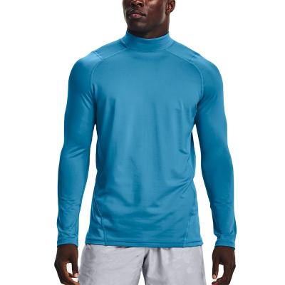 China High Quality Breathable Custom Silk Sportswear Ice Sleeve Tight Gym Shirt High-Neck Long Running Top T-Shirt For Men for sale