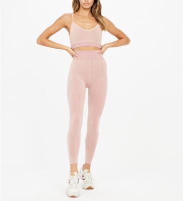 China Pink Breathable 2 Piece Women Solid Color Yoga Wear Set Suit Yoga Legging Sets Fitness Women's Sportswear for sale