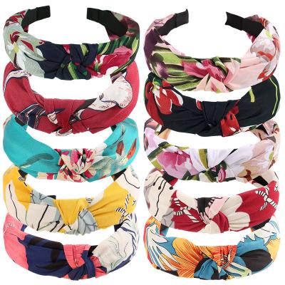 China Fashion Custom New Fashion Printed Hair Accessories Knotted Women Hair Band Headband for sale