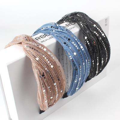 China Fashion All Ages Women Wholesale Sequin Shiny Knot Hair Band Headband for sale