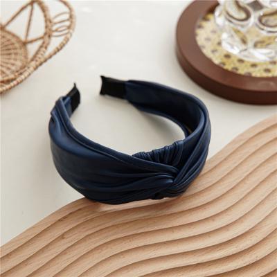 China Decorate Custom Luxury Ladies PU Hair Band Women Twist Knot Headband for sale