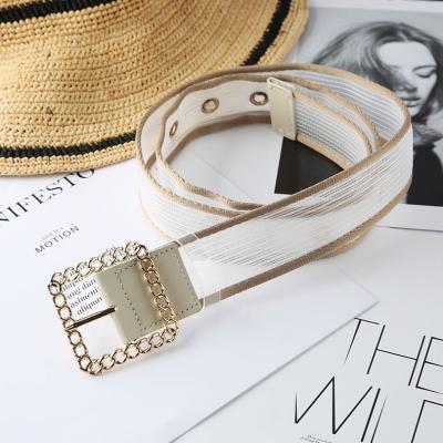 China Adult Daily Breathable Mesh Square Buckle Summer Women All-match Material Belt for sale