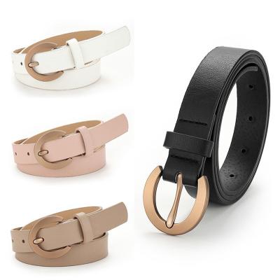 China Cheap Adult Hot Selling Ladies PU Leather Belt Metal Pin Gold Buckle Women Adult Belt for sale