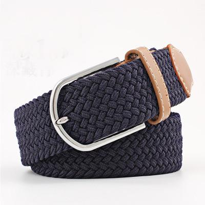 China Adult Custom Adjustable Length Duty Pin Buckles Elastic Braided Strap Waist Men Belt for sale