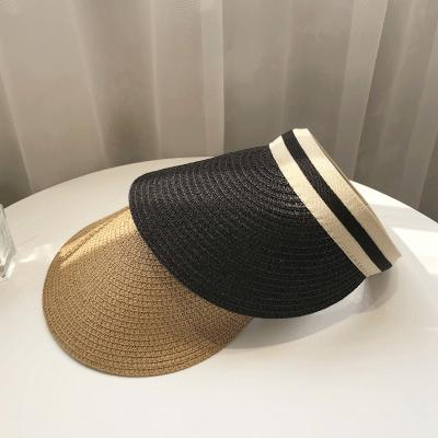 China Leisure Women Fashion Sun Visor Hat Summer Beach Sun Visor Hat Wide Brim Straw Hat for sale