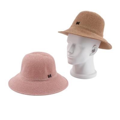 China INS Custom Design Simplicity Summer Straw Hat Female Foldable Soft Sunscreen Bucket Hat for sale