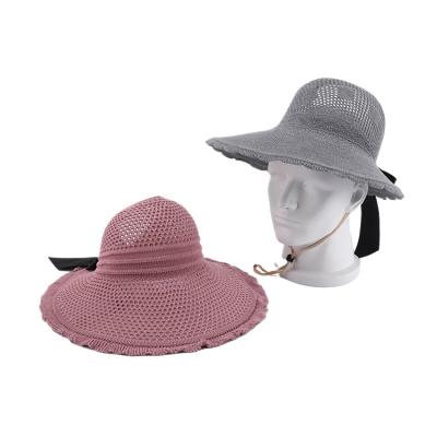 China Custom INS Girls Summer Sun Protection UV Hat Bow Blank Top Straw Hat for sale