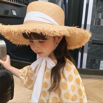 China Custom Kids Beach Sun Protection Resort Beach Lace Flame Straw Hat for sale