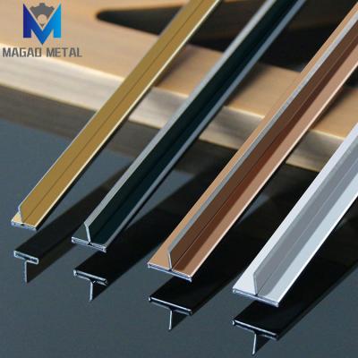 China Free Sample Modern T Shape Stainless Steel Tile Trim Decorative Metal Patch Panel for sale