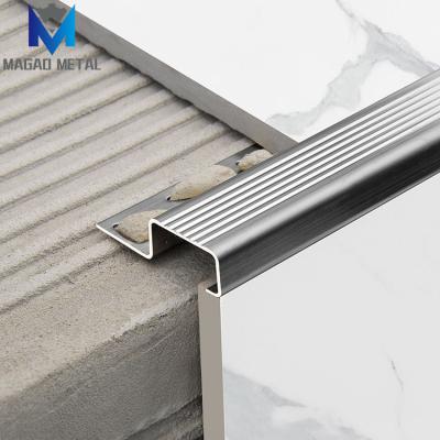 China Modern Stainless Steel Anti Slip Stair Strip Floor Step Corner Edge Angle 304 Tile Trim for sale