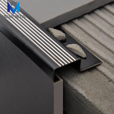 China Modern Stainless Steel Anti Slip Stair Sniffing Profiles Strip For Floor Step Corner Laminate Edge Angle 304 Tile Trim for sale