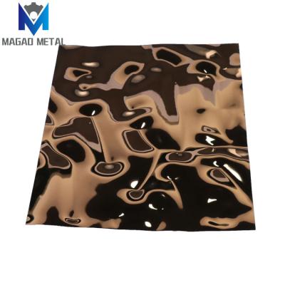 China Hotel Easy Installation Water Corrugated Decorative Plate Gold Color Stainless Steel Sheet For Ceiling for sale