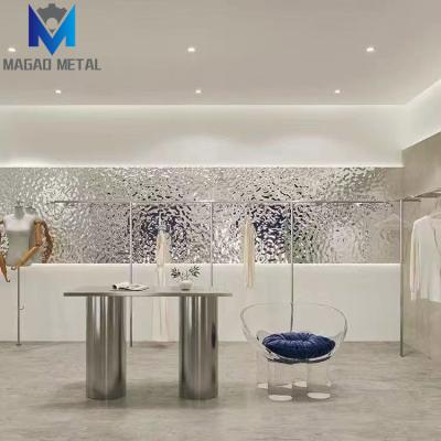 China Hotel 304 Water Ripple Stainless Steel Color Covers Mirror Finish Wall Panel Ceiling Decoration for sale