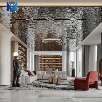 China Hotel Factory Price PVD Coating Mirror Corrugated Stainless Steel Water Ripple Sheets For Ceiling Design for sale