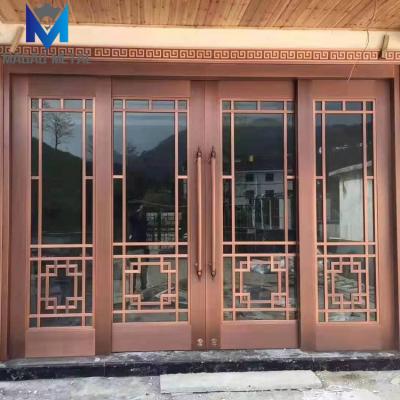 China Luxury Custom Home Entry Waterproof Front Bullet Proof Rose Gold Design Delight Stainless Steel Double Glass Door for sale