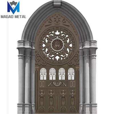 China Waterproof Custom Classic Style Winery Entrance Metal Door Commercial Building Stainless Steel Engineering Design for sale