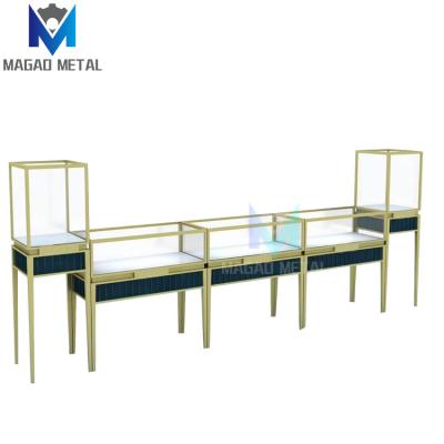 China Customized modern design factory direct sale metal glass jewelry display showcase for jewelry store for sale