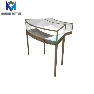 China Customized Special Curved Design Jewelry Store Kiosk Combination Showcase Jewelry Display Counter for sale