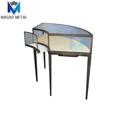 China High Quality Customized Design Stainless Steel Jewelry Shop Counter Glass Display Jewelry Showcase Interior Design Ideas for sale