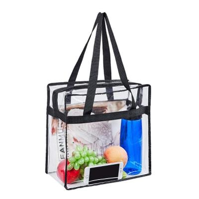 China Daily use cheap wholesale magicbags clear tote bag with sturdy PVC top zippered construction for sale