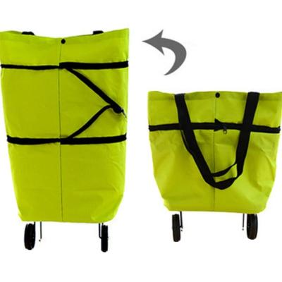 China Polyester Folding Folding 2 Wheelchair Shopping Trolley Foldable Nylon Bag For Supermarket for sale