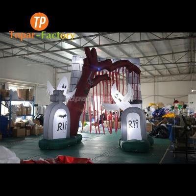 China Topar-Factory New Inflatable Air Door Party Prizes Events Waterproof Halloween Decoration Inflatable Arch With Led Light for sale