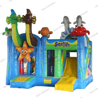 China Large Environmental Protection Commercial Seaworld Combo Jumping Cheap Inflatable Bouncer With Slide for sale