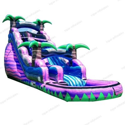 China Environmental Protection Popular Tropical 16Ft Child Inflatable Slides Commercial Inflatable Water Slide With Pool For Sale for sale