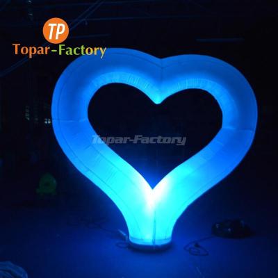 China Topar-Inflatable Air Blow Good Quality Red Inflatable Environmental Protection Lighting Heart For Night Party Decoration for sale