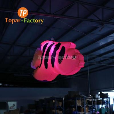 China Topar-Factory Wholesale Environmental Protection Model Led Flying Decoration Giant Lighting Tropical Inflatable Fish With Led for sale