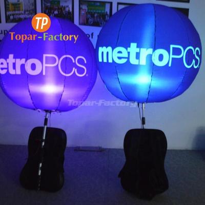 China Environmental protection Topar-factory hot sale mobile advertising inflatable backpack ball with led light for sale