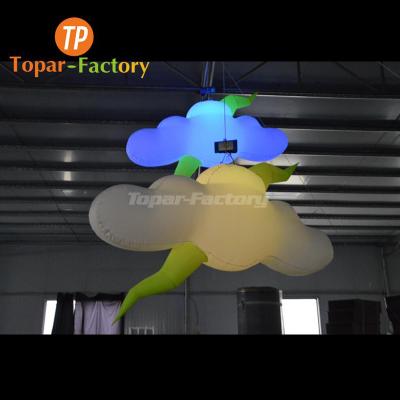 China Environmental protection Topar-factory hot sales inflatable hanging cloud with colorful LED for event stage decoration for sale