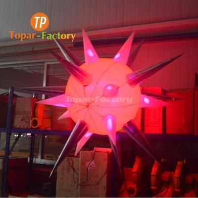 China Environmental Protection China Topar-Inflatable Balloon Lighting Hanging Led Inflatable Star Sea Urchin For Party Decoration for sale