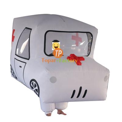 China Waterproof Inflatable Mobile Cartoon Shape Ambulance Inflatable Sealed Advertising Car For Sale for sale