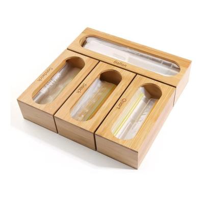 China Compartment Design Kitchen Plastic Bag Display Box Bag Storage Viable Bamboo Ziplock Organizer for sale