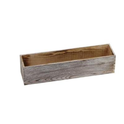 China Rustic Wooden Country Windowsill Flower Pots Rectangular Succulent Planter Boxes Durable Brown Material for sale