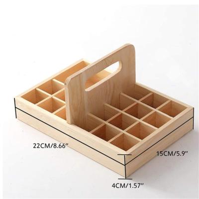 China Handmade Essential Oil Wooden Portable Carrying Organizer 20 Bottles Oil Display Stand Wooden Storage Box for sale