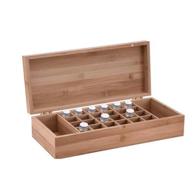 China Bamboo Essential Oil Storage Box 26 Bottles Nail Polish Fragrance Handmade Wooden Container Organizer Holder for sale