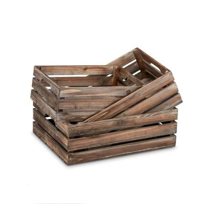 China Eco - Friendly Rustic Wooden Nesting Crates With Handles Decorative Farmhouse Wooden Storage Container Boxes for sale